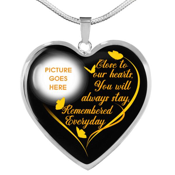 Personalized Memorial Heart Necklace Close To Ours Hearts For Mom Dad Grandma Daughter Son Custom Memorial Gift M385  Friday89