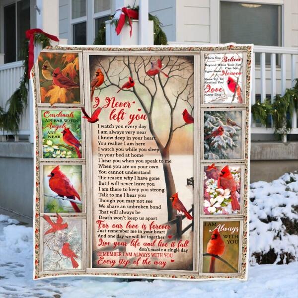 Custom Cardinals Memorial Blanket With Pictures For Loss Of Dad Mom Someone I Never Left You Blanket Red M387  Friday89