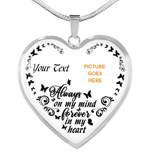 Personalized Memorial Heart Necklace Always On My Mind Forever In My Heart For Mom Dad Grandma Daughter Son Custom Memorial Gift M404  Friday89