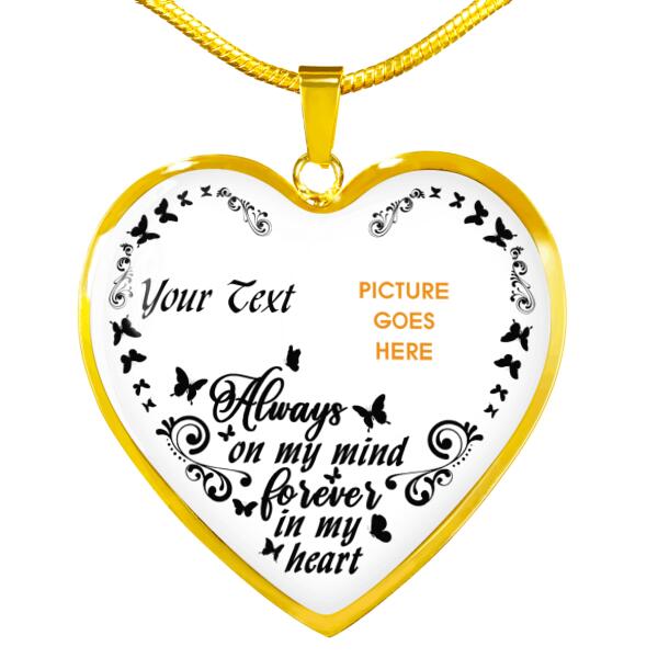 Personalized Memorial Heart Necklace Always On My Mind Forever In My Heart For Mom Dad Grandma Daughter Son Custom Memorial Gift M404  Friday89