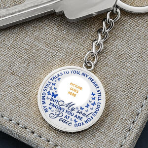 Custom Memorial Circle Keychain With Picture For Lost Loved Ones My Mind Still Talks Keychain White M470A  Friday89