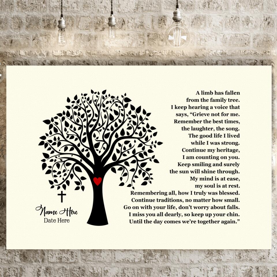 Personalized Memorial Landscape Canvas A Limb Has Fallen Tree Landscape Canvas For Dad Mom Someone Custom Memorial Gift M12.2  Friday89