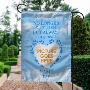 Personalized Pet Memorial Garden Flag No Longer By My Side But Always In My Heart For Pet Lovers Custom Memorial Gift M51  Friday89