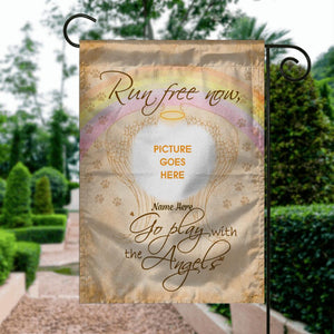 Personalized Pet Memorial Garden Flag Dandelion Run For Free With Angels For Loss Of Pet Custom Memorial Gift M285  Friday89