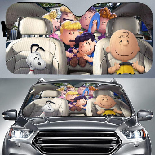Friday89 Peanuts Car Sun Shade Snoopy Charlie Brown Lucy On Car Windshield Sun Shade