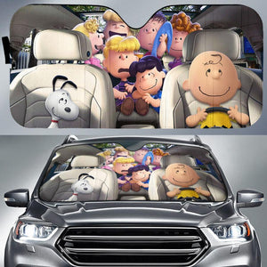 Friday89 Peanuts Car Sun Shade Snoopy Charlie Brown Lucy On Car Windshield Sun Shade