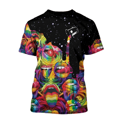 LGBT Shirt LGBT Rainbow Color Mouths Candy Graphic Design T-shirt Hoodie Men Women Unisex  Friday89