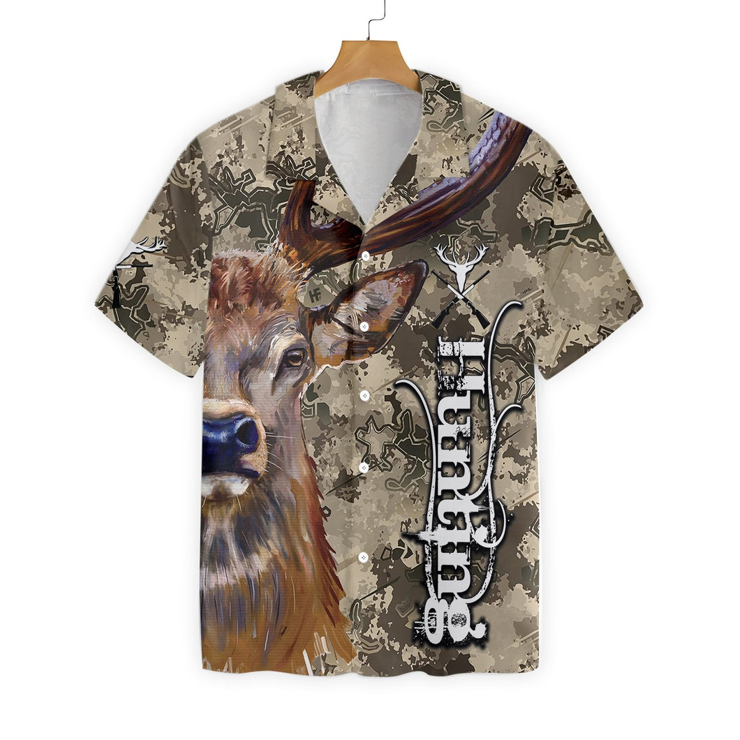 Friday89 Hunting Shirt Deer T-shirt Deer And Camo Hunting Hawaiian Shirt