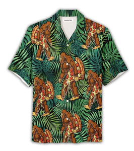 Friday89 Bigfoot Hawaii Shirt Bigfoot Holding Pizza Hawaiian Aloha Shirt Adult Full Print