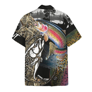 Friday89 Fishing Shirts Hawaii Shirt For Men Trout Fish Fishing Hawaiian Shirt Adult Full Print