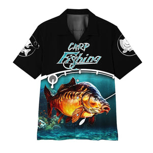 Friday89 Fishing Shirt Carp Fishing Hawaii Shirt Blue Aloha 3D Shirt
