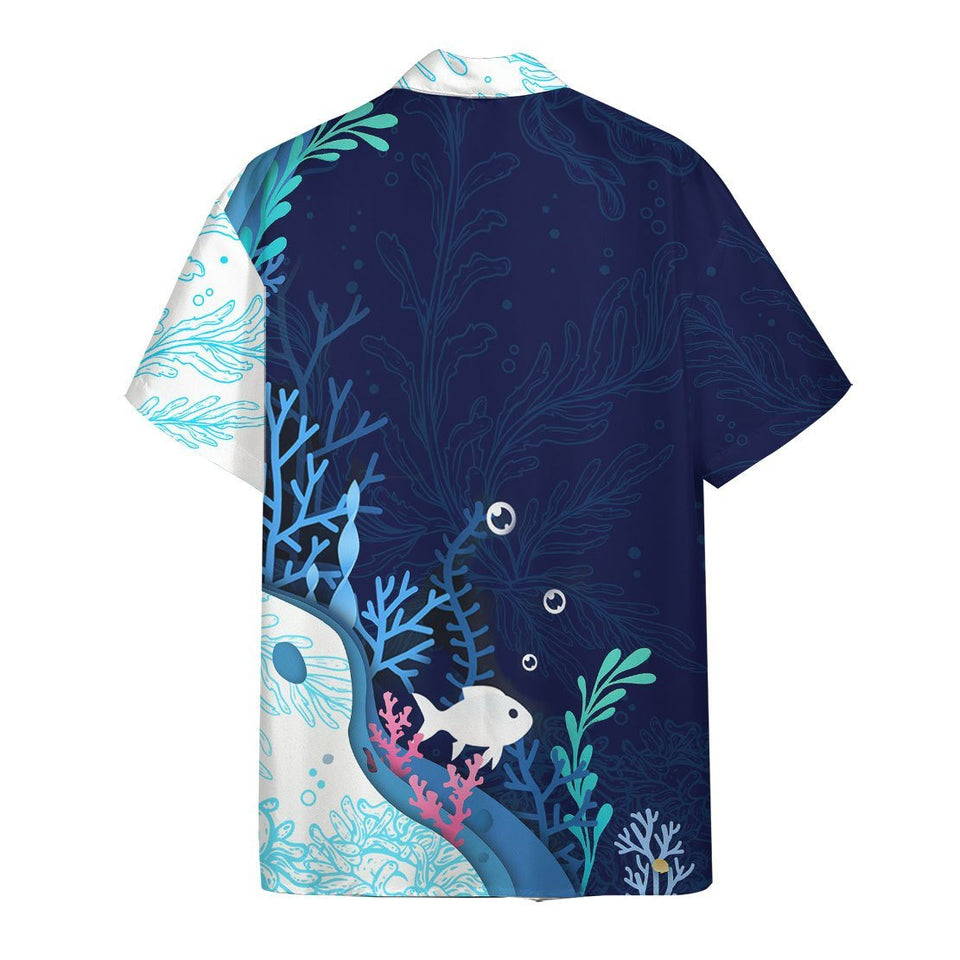 Friday89 Fishing T-shirt Fish On Hook Hawaiian Shirt Blue Adult Full Print Aloha Shirt