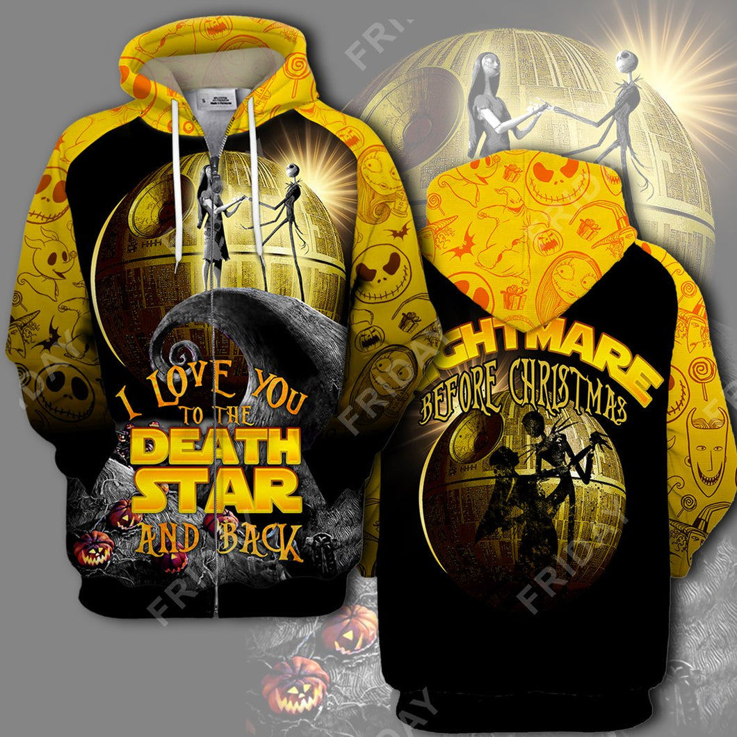 SW I Love You To The Death Star And Back 3D Print Hoodie T-shirt