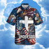  Friday89 Veteran Aloha Shirt Jesus One Nation Under God Cross Hawaiian Shirts