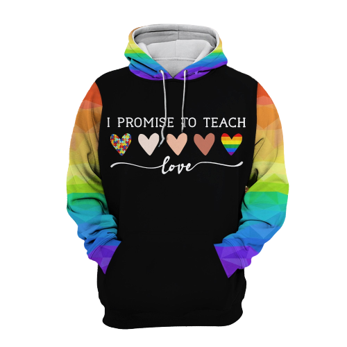 LGBT Autism Melanin T-shirt I Promise To Teach Love LGBT Rainbow Colors T-shirt Hoodie Men Women  Friday89