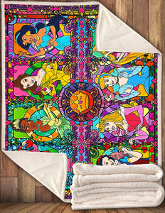 DN Blanket Beautiful Princesses Stained Glass Blanket Cute DN Princess Blanket Cinderella Snow White Blanket  Friday89