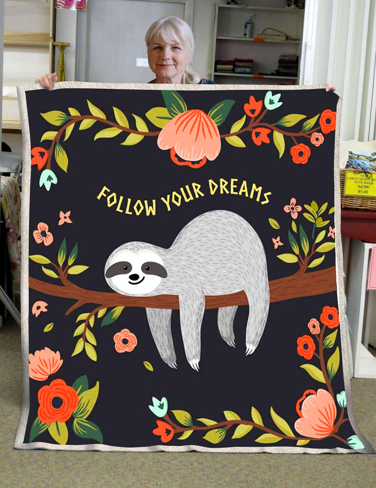 Sloths Follow Your Dreams Blanket