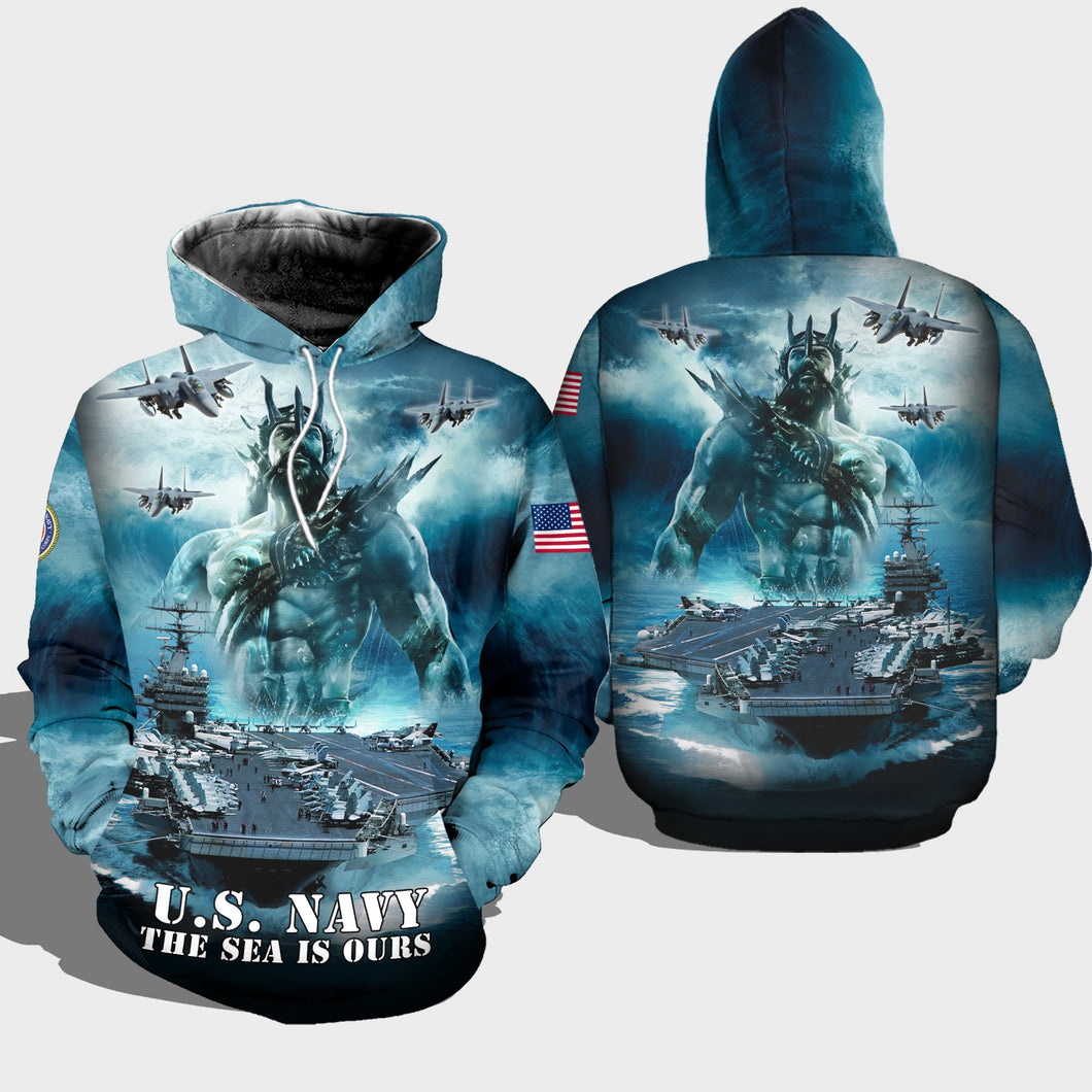  Friday89 Veteran US Navy Hoodie The Sea Is Ours Poseidon AOP T-shirt 3d Hoodie