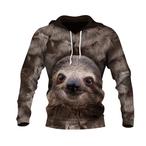 Sloth Hoodie Sloth Face Fur Costume Brown Cute Hoodie Men Women  Friday89