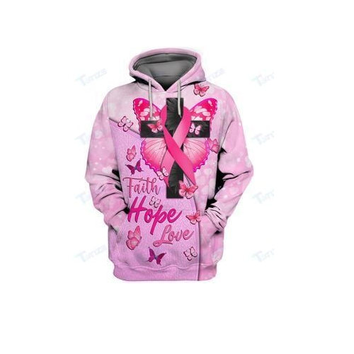 Breast Cancer Hoodie Breast Cancer Faith Hope Love Butterfly Cross Ribbon Pink Hoodie  Friday89