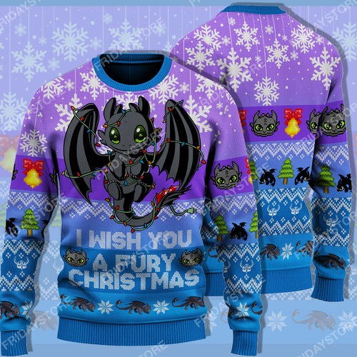 HTTYD DN Ugly Sweatshirt TYG Toothless I Wish You A Fury Christmas Sweatshirt  Friday89