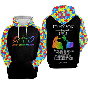 Father Autism Hoodie To My Son Never Forget That I Love You Hoodie Father's Day Gift  Friday89