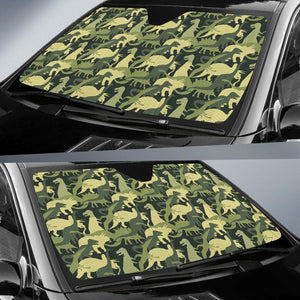 Friday89 Dinosaur Car Sun Shade Dinosaur Pattern Camouflage Windshield Sun Shade