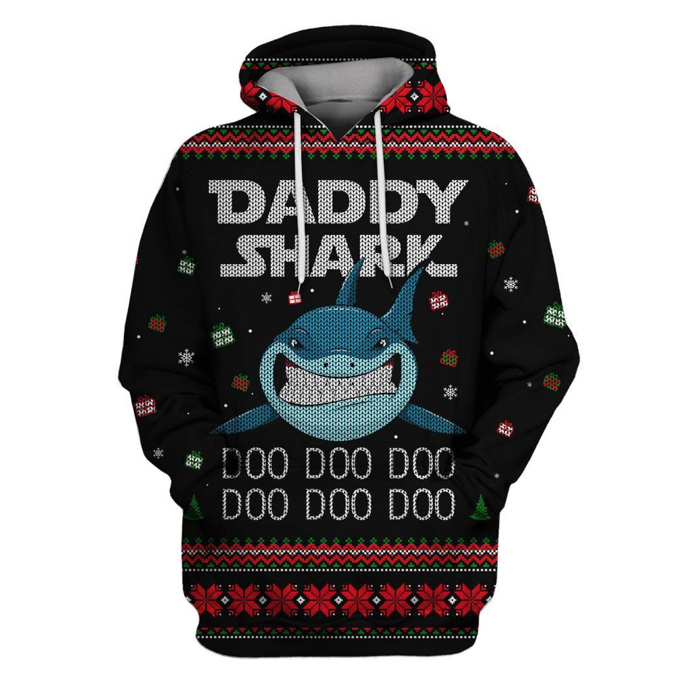 Friday89 Dad Shark Hoodie Daddy Shark Doo Doo Doo Doo 3D Full Print Adult Hoodie Apparel Gift For Father