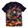 Friday89 Demon Slayer Shirt Tanjiro Nezuko Giyu Tomioka Zenitsu Inosuke Fire Black T-shirt Adult Full Print