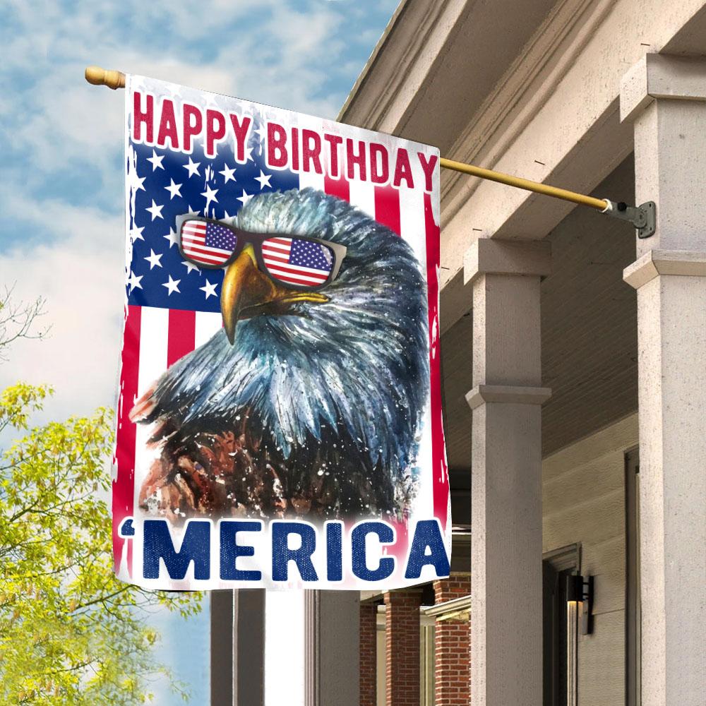 Friday89 4th Of July Flags Happy Birthday America Cool Glasses Eagle House Flag Independence Day's Gift