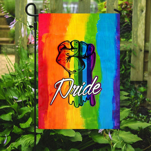 Friday89 LGBT Flag LGBT Rainbow Hand Fist Pride Garden Flag Support Community Garden Flag