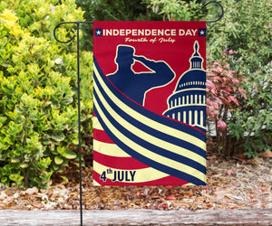 Friday89 4th Of July Flags Independence Day Soldier Salute Garden And House Flag Fourth Of July Gift