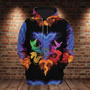 Friday89 LGBT Pride Shirt Rise From Your Ashes Rainbow Birds T-shirt Hoodie Adult Unisex Full Print