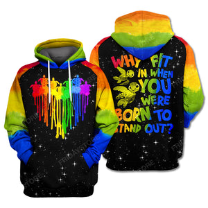 LGBT Pride T-shirt Rainbow Heart Turtle Why Fit In When You Were Born To Stand Out LGBT T-shirt Hoodie Men Women  Friday89