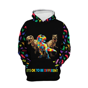 Dinosaur Autism Hoodie It's Ok To Be Different Dinosaur Colorful T-shirt Hoodie  Friday89