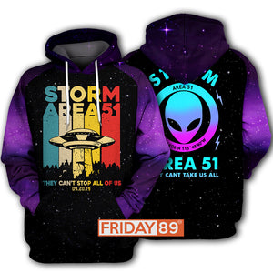 Alien Hoodie Storm Area 51 They Can't Stop Us T-shirt Hoodie Men Women Unisex  Friday89