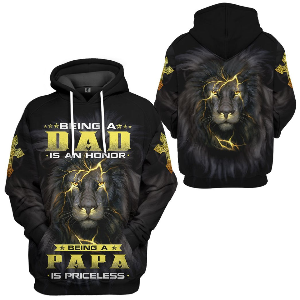 Friday89 Happy Father Day Hoodie Black Lion Being A Dad Being A Papa 3D All Over Print T-shirt Hoodie Father's Day Gift