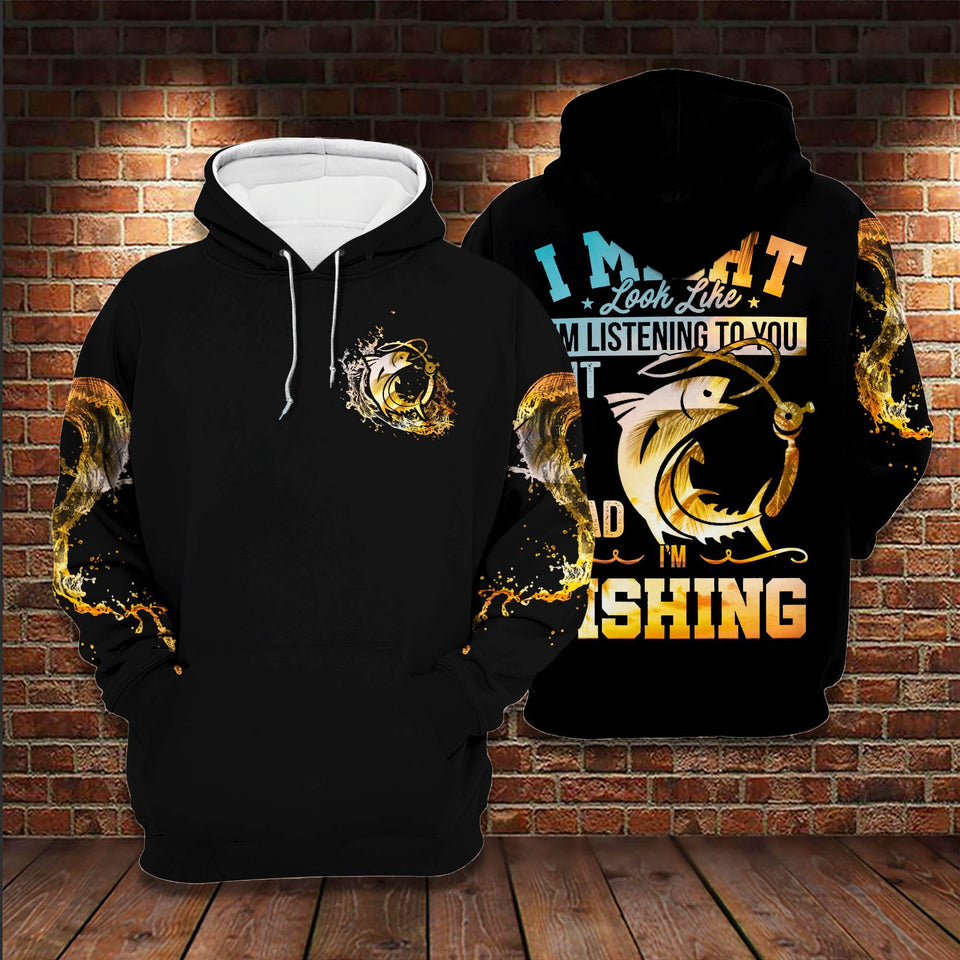 Friday89 Fishing Shirt Golden Fish Hook In My Head I'm Fishing T-shirt Hoodie Adult Full Print