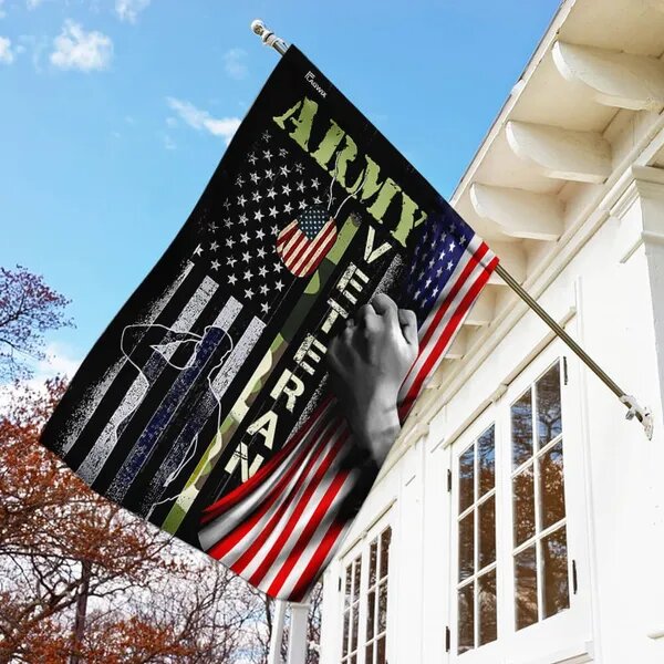 Veteran Flags US Army Veteran American Flag Dog Tag House Flag  Friday89
