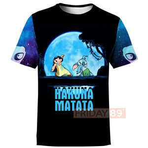 Stitch & Lilo T-shirt Walking In The Moon Hakuna Matata T-shirt Amazing DN Stitch Hoodie Tank  Friday89