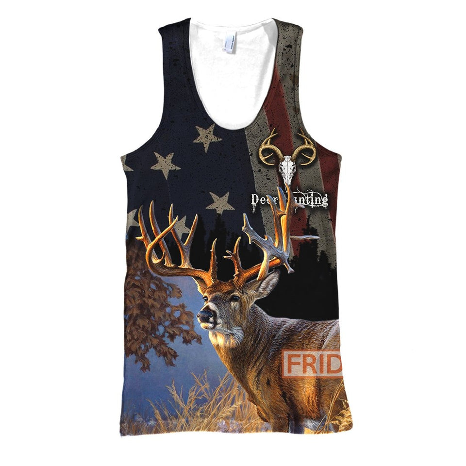 Hunting Hoodie Deer Hunting American Flag T-shirt Hoodie Men Women  Friday89