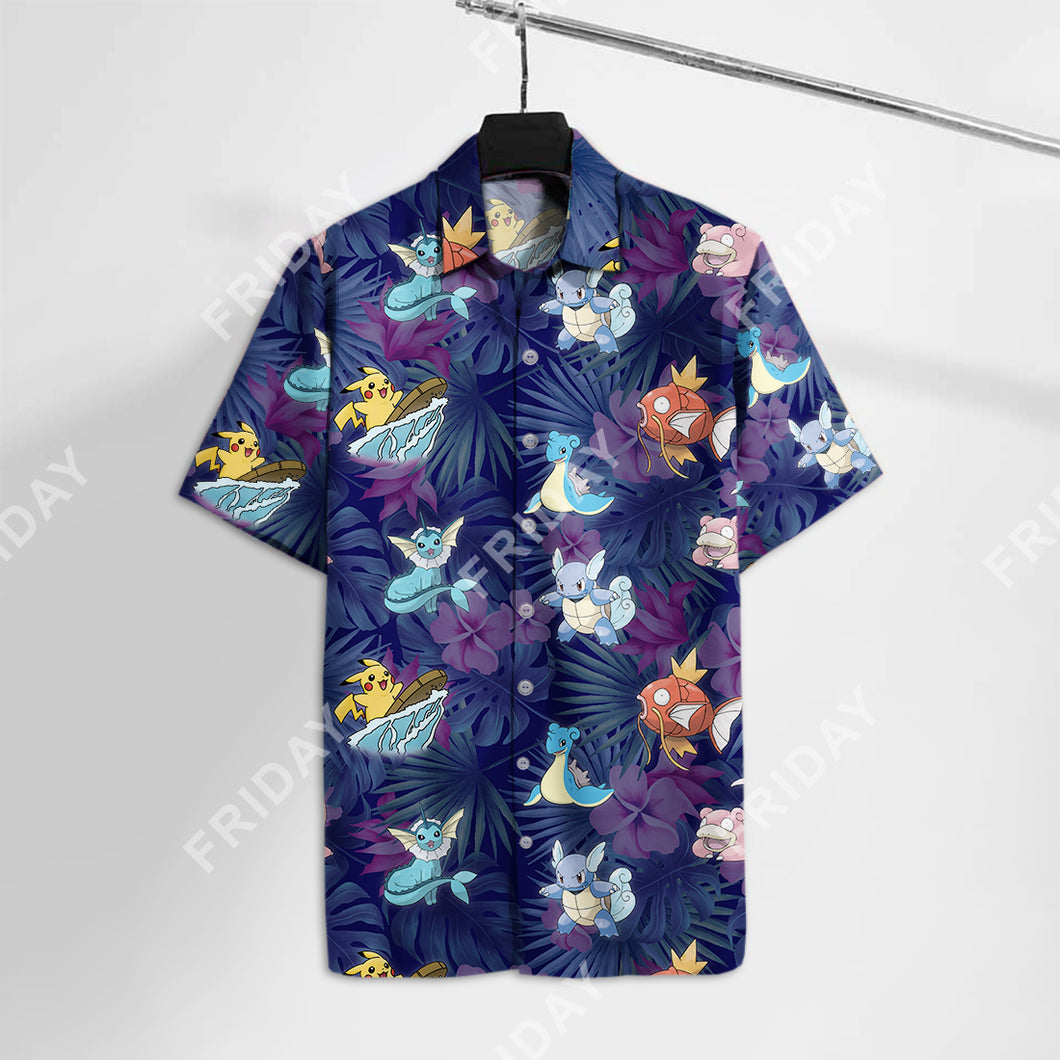 Pokemon Hawaiian T-shirt PKM Pika Magikarp Hawaii Aloha Shirt  Friday89
