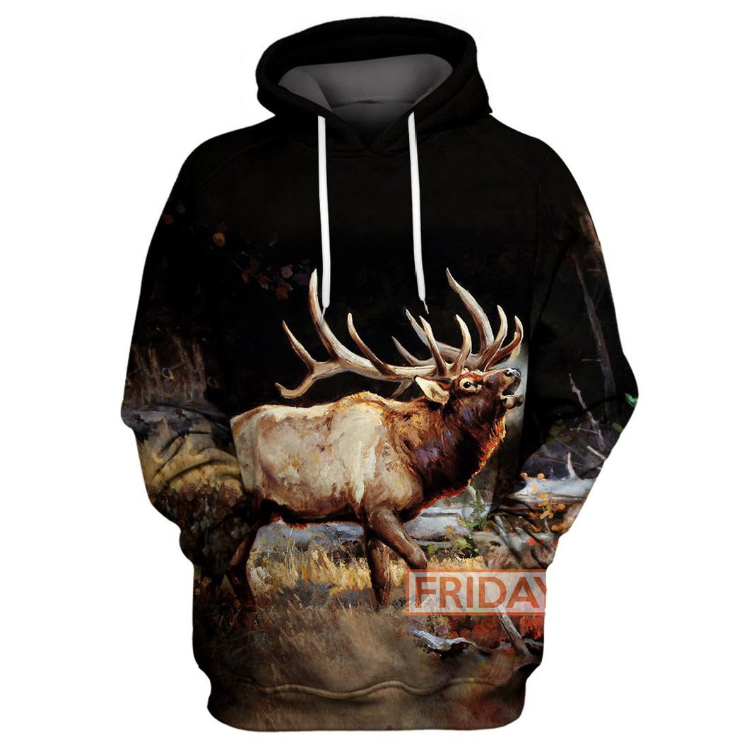 Hunting Hoodie Beauty Deer Moose Wildlife Art Hunting T-shirt Hoodie Men Women  Friday89