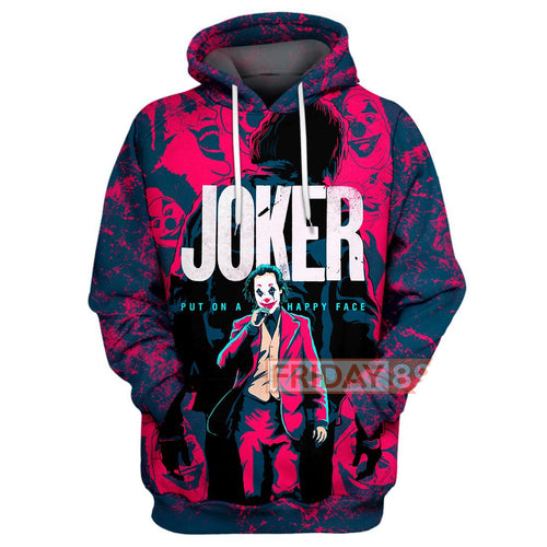 DC Joker Hoodie Put On A Happy Face Shirt Joker Hoodie Joker Tee Red T-shirt Amazing DC Joker Shirt Tank  Friday89