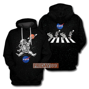 NASA T-shirt Astronaut Basketball League Slam Dunk NASA Black T-shirt Hoodie Men Women  Friday89