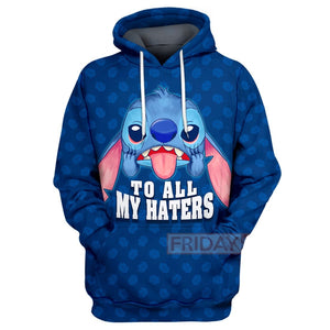 DN Stitch T-shirt Stitch To All My Haters Blue T-shirt High Quality Funny DN Stitch Hoodie Tank  Friday89