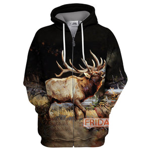 Hunting Hoodie Beauty Deer Moose Wildlife Art Hunting T-shirt Hoodie Men Women  Friday89