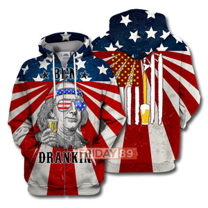 4th Of July T-shirt 4th Of July Ben Dranking American Beer Flag T-shirt Hoodie Men Women  Friday89