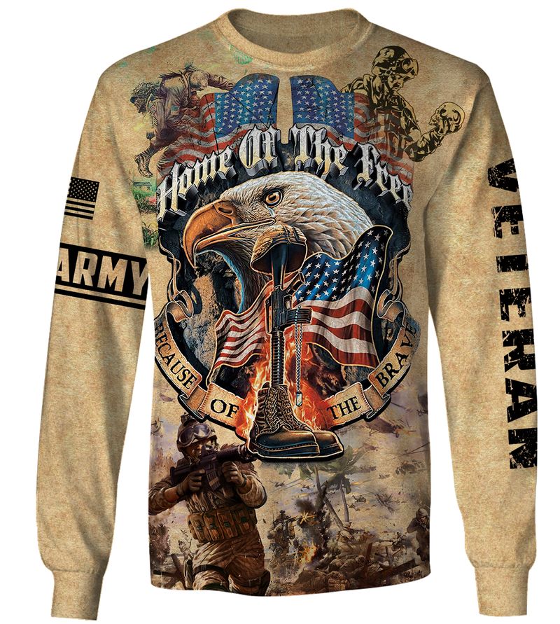 Veteran Hoodie Army Veteran Home Of The Free Because Of The Brave Bald Eagle Falen Soldier T-shirt Veteran Shirt  Friday89
