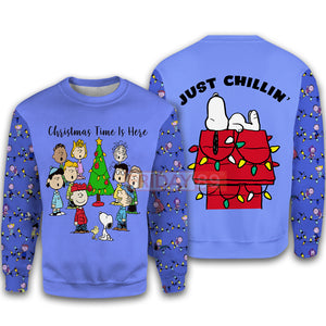 Peanuts Hoodie Peanuts Christmas Time Is Here Just Chillin' T-shirt Hoodie Men Women  Friday89